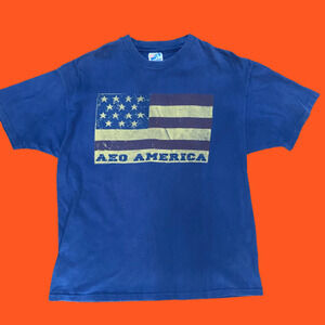 Vintage Single Stitch AEO America Flag Navy Blue T-Shirt Men's Size XL